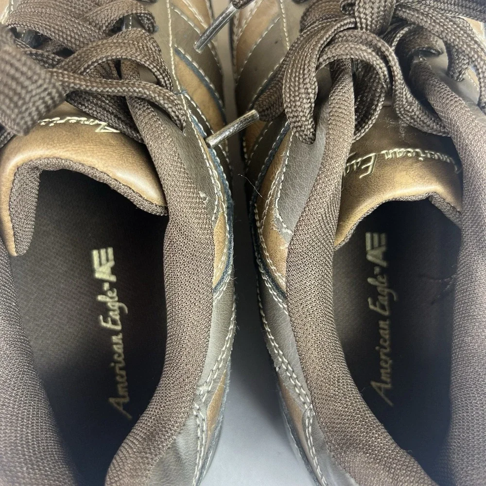 American Eagle Men's Leather Dress Sneakers Size 8 Casual Lace Up Shoes Used
